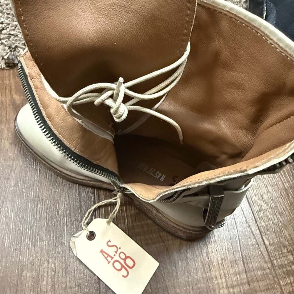 A.S.98 Faust Off-White Lace-Up Moto Leather Boots 
Size 37EU Women - Picture 13 of 16
